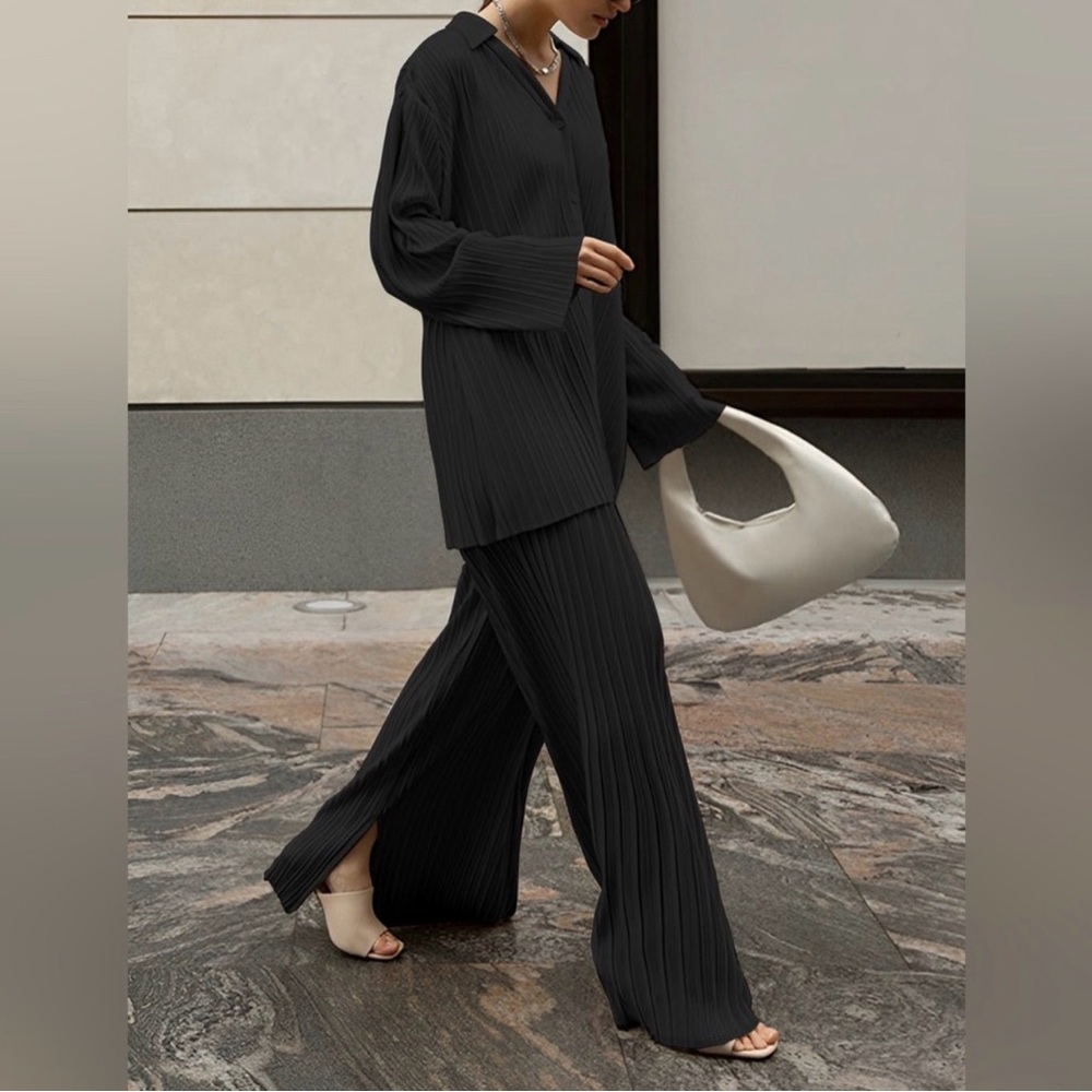 Commence - Elegant Black Women's Pants & Blouse Set